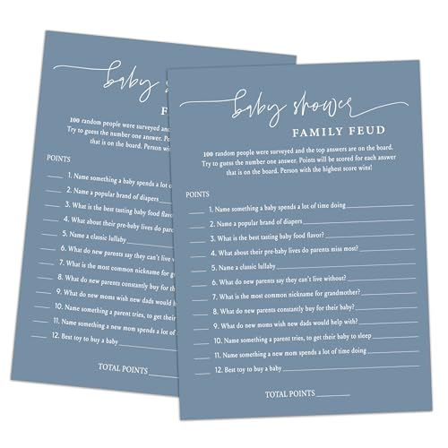 Baby Shower Family Fehd Game - Pack of 30 Game Cards 1 Answer Key Baby Shower Game for Boy & Girl, Gender Neutral Baby Shower Decorations, Baby Feud Game Supplies-06D-Mazarine von BEUFSE