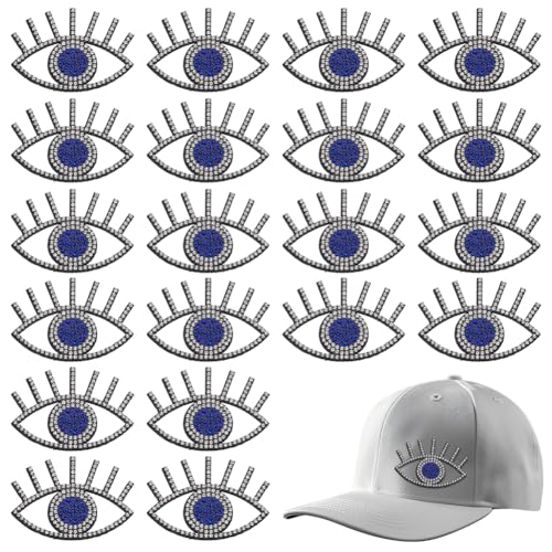 BEUNITONE 20 Stück Evil Eye bestickte Applikationen Patches 6,1 x 4,3 cm großer blauer Evil Eye Pailletten Patch zum Aufnähen oder Aufbügeln Applikation Reparatur Patch DIY Handwerk Zubehör Geschenke von BEUNITONE