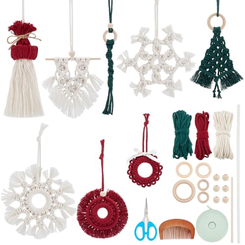 BEUNITONE DIY Makramee Weihnachtsornament Für Erwachsene Anfänger Handgefertigtes Boho Makramee Set Weihnachts Wandbehang Bastelsets Mit Anleitung Für Die Wanddekoration Für Hochzeit Geburtstagsparty von BEUNITONE