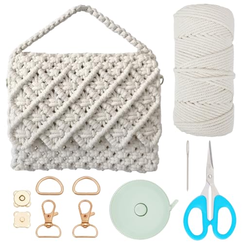 BEUNITONE Makramee DIY Set Für Erwachsene Und Anfänger DIY Makramee Markttasche Set Für Frauen Handtaschen Set Für Geburtstagsgeschenke Mit Baumwollkordel Anleitung Boho Makramee Set von BEUNITONE