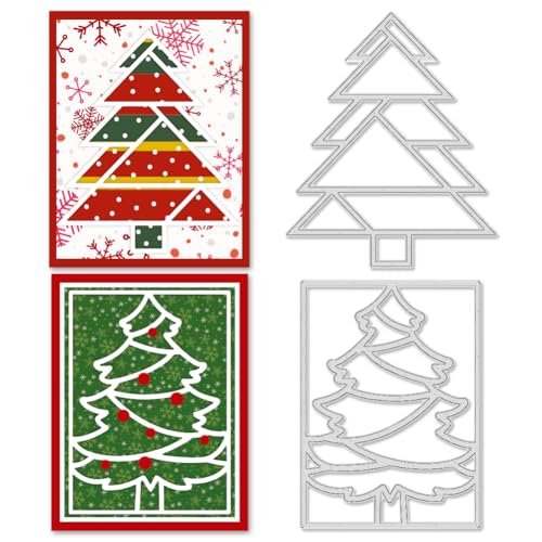 BEUNITONE Weihnachtsbaum Stanzformen Für Scrapbooking Kartendekor 2 Stück Weihnachtsbaum Prägevorlage Kiefernbaum Metall Stanzungen Für Heimwerkerarbeiten Scrapbooking Fotopapier Kartendekor von BEUNITONE