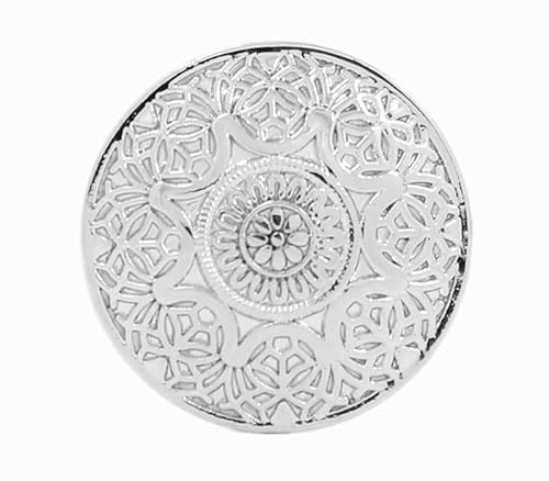 Bezelry Metallknöpfe, arabeske, Blumen-Design, 25 mm, silberfarben, 10 Stück von BEZELRY