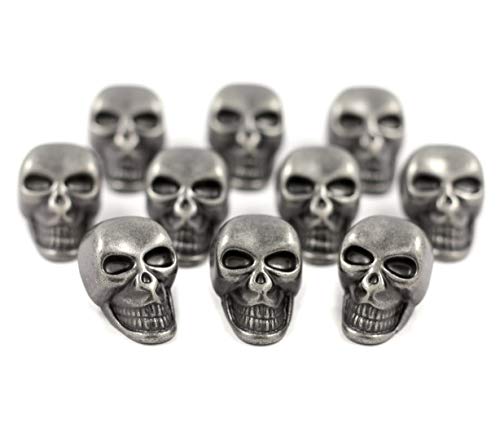 Bezelry Totenkopf-Knöpfe, 25 x 16 mm, Grau / silberfarben, 10 Stück von BEZELRY