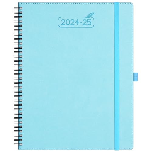 BEZEND 18-Monate Kalender 2024 2025 Terminplaner A4 Ringbuch PU-Leder Softcover [Himmelblau] Wochenkalender 1 Woche 2 Seiten Juli 24-Dez 25| Buchkalender mit Stifthalter von BEZEND