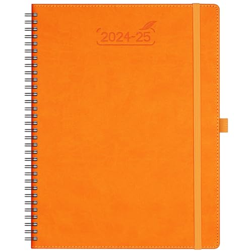 BEZEND 18-Monate Kalender 2024 2025 Terminplaner A4 Ringbuch PU-Leder Softcover [Orange] Wochenkalender 1 Woche 2 Seiten Juli 24-Dez 25| Buchkalender mit Stifthalter von BEZEND