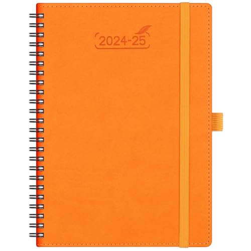 BEZEND 18-Monate Kalender 2024 2025 Terminplaner A5 Ringbuch PU-Leder Softcover [Orange] Wochenkalender 1 Woche 2 Seiten Juli 24-Dez 25| Buchkalender mit Stifthalter von BEZEND