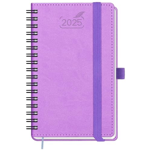 BEZEND Taschenkalender 2025 Klein Ringbuch 15,5 x 9 cm | Kalender 2025 Buchkalender 1 Woche 2 Seiten mit 100 g/m² Papier | Terminplaner 2025 Wochenplaner A6 mit PU-Leder Softcover - Lavendel von BEZEND