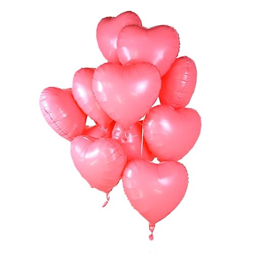 4 Stück Folienballon "ROSA HERZ" im Herz-Design (43cm) Heliumballon Luftballon - Hochzeit Geburtstag Verlobung Party Dekoration Liebe rosa von BF Souvenirs