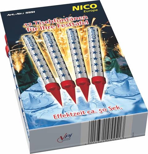 BF Souvenirs 12er-Set Zaubersterne Nico® Zimmerfontänen Ice-Fontänene Tischfeuerwerk Tortenfontäne Eissterne Partyfontäne Kuchen Deko - 50 sek. Brenndauer von BF Souvenirs