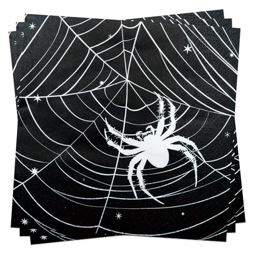 Halloween Servietten Spinnennetz 50 Stück Papierservietten Schwarz 33 x 33 cm Partyservietten, 3-lagig Papier von BFB