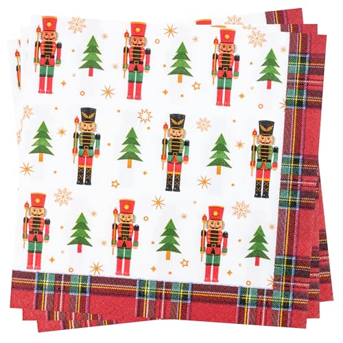 Weihnachten Servietten, 50 Stück Papierservietten mit Soldat Motiv 33 x 33 cm Partyservietten, 3-lagig Papier von BFB