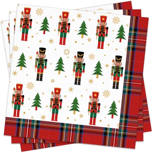 Weihnachten Servietten, 50 Stück Papierservietten mit Soldat Motiv 33 x 33 cm Partyservietten, 3-lagig Papier von BFB