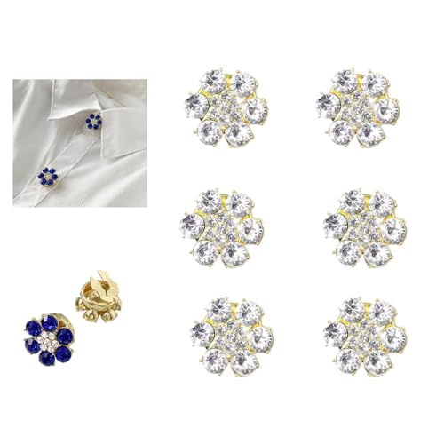 Strass-Knopfabdeckungen, Kein Nähen erforderlich, zum Aufstecken auf Blusen, Abnehmbare Hemdknopfclips, Schmuckknöpfe (6PCS-D,L) von BFDSGWQ