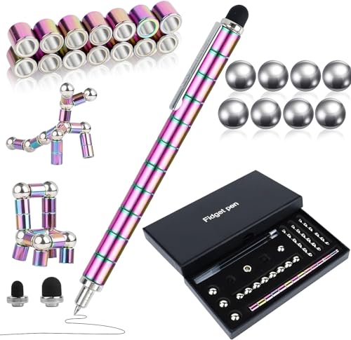 BFHRHF Magnetischer Kugelschreiber - Multifunktions Magnetstift, Fidget Pen Magnet Stift Coole Stifte Coole Gadgets, Stressabbau Druckkugelschreiber Geschenk für Junge Männer Frauen Kinder von BFHRHF