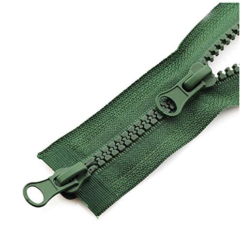 BFNDSSEOU Harzziegel 2 Stück Harz-Doppel-Silders-Reißverschluss mit offenem Ende und automatischer Sperre, Zwei-Wege-Doppelreißverschlüsse(Army Green,5# 100cm) von BFNDSSEOU