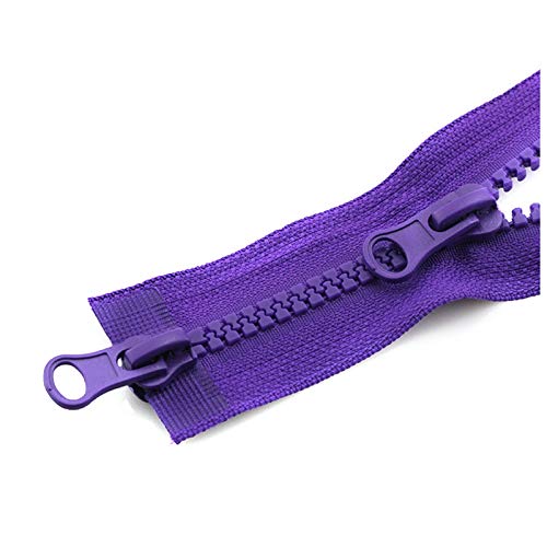 BFNDSSEOU Harzziegel 2 Stück Harz-Doppel-Silders-Reißverschluss mit offenem Ende und automatischer Sperre, Zwei-Wege-Doppelreißverschlüsse(Purple,5# 100cm) von BFNDSSEOU