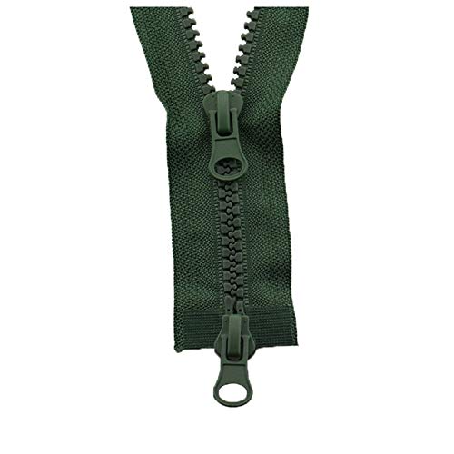 BFNDSSEOU Harzziegel 5# Nylon-Spiralreißverschlüsse, Doppelschieber, Kunststoffharz, bunter Reißverschluss(Army Green,80cm) von BFNDSSEOU