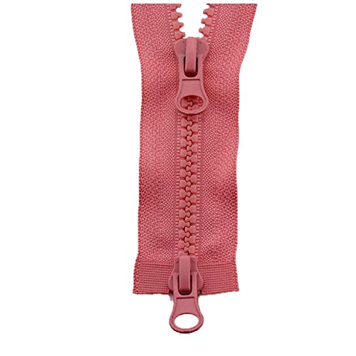 BFNDSSEOU Harzziegel 5# Nylon-Spiralreißverschlüsse, Doppelschieber, Kunststoffharz, bunter Reißverschluss(Light Red,90cm) von BFNDSSEOU