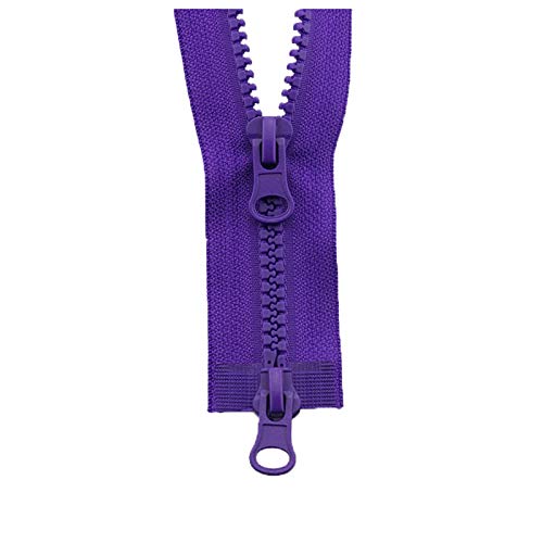 BFNDSSEOU Harzziegel 5# Nylon-Spiralreißverschlüsse, Doppelschieber, Kunststoffharz, bunter Reißverschluss(Purple,80cm) von BFNDSSEOU