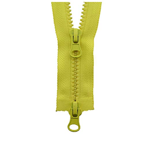 BFNDSSEOU Harzziegel 5# Nylon-Spiralreißverschlüsse, Doppelschieber, Kunststoffharz, bunter Reißverschluss(Yellow,80cm) von BFNDSSEOU