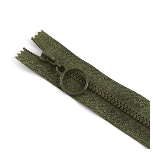 BFNDSSEOU Harzziegel Harz-Reißverschlüsse 3# 25-60 cm O-Ring-Schieber Dekor-Reißverschlüsse for Jacken(Army Green,Closed End 25Cm 10Pcs) von BFNDSSEOU