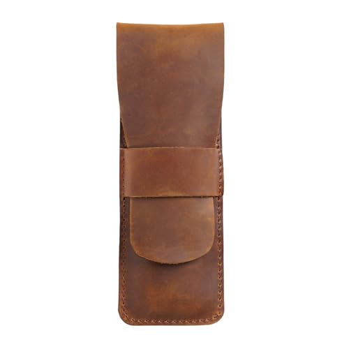 BFNDSSEOU Tasche mit Stiftschutz Herren- und Damen-Leder-Stiftetui, personalisierte kreative Retro-Briefpapier-Aufbewahrungstasche(Brown) von BFNDSSEOU