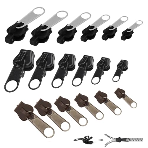 18 Stück Reißverschluss Reparatur Set,Reißverschluss Zipper Ersatz,Reißverschluss Schieber Ersetzen,Ersatz Zipper für Reißverschlüsse,Haushaltbarer Fix-reißverschluss Universal Reparatur Ersatzteile von BFUZXY