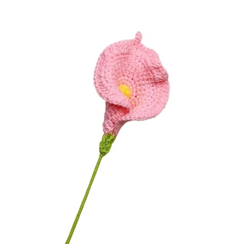 BFVAKBKYT Gestrickte Blumen, 1 Stück Handgestrickte Häkelblumen, künstliche Calla-Lilien, künstliche Blumen, Pflanzen for Zuhause, Tischdekoration, Hochzeit, Brautstrauß(Pink) von BFVAKBKYT