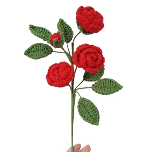 BFVAKBKYT Gestrickte Blumen, Handgemachte gestrickte Rosenblumen, künstliche Häkelblumen, Blumenstrauß, Hochzeit, Party, Dekoration, handgewebter Blumenstrauß(B) von BFVAKBKYT