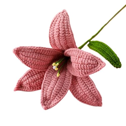 BFVAKBKYT Gestrickte Blumen, Künstliche Blumen, Handgestrickte Lilien, Häkelblumen, selbstgemachter Blumenstrauß, Heim-Desktop-Dekoration(4) von BFVAKBKYT