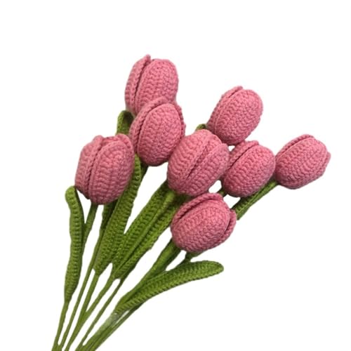 BFVAKBKYT Gestrickte Blumen, Künstlicher Tulpenstrauß, handgefertigt for Heimdekoration, Wollgarn, Häkelblume for Vase, handgewebt(2) von BFVAKBKYT