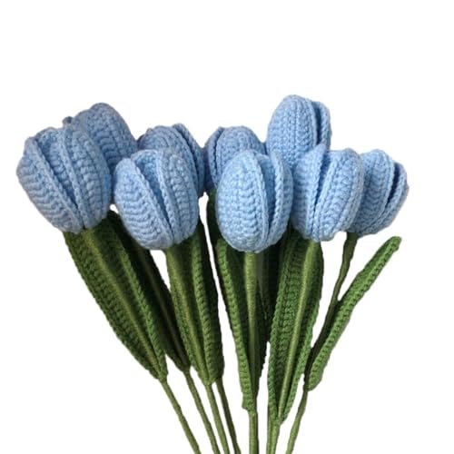 BFVAKBKYT Gestrickte Blumen, Künstlicher Tulpenstrauß, handgefertigt for Heimdekoration, Wollgarn, Häkelblume for Vase, handgewebt(3) von BFVAKBKYT