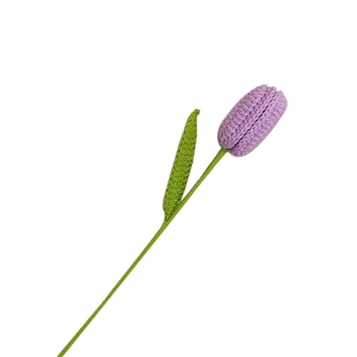 BFVAKBKYT Gestrickte Blumen, Künstlicher Tulpenstrauß, handgefertigt for Heimdekoration, Wollgarn, Häkelblume for Vase, handgewebt(6) von BFVAKBKYT