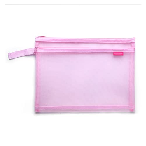 Mesh-Reißverschlusstasche,Plastik-Geldbörsen, 2 PCS A4 Transparent Datei Ordner Mesh Dokument Tasche Student Prüfung Gitter Reißverschluss Schreibwaren Daten Lagerung Tasche Büro Schule Liefert(Pink) von BFVAKBKYT