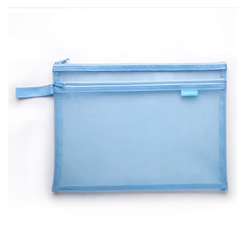 Mesh-Reißverschlusstasche,Plastik-Geldbörsen, 2 PCS A4 Transparent Datei Ordner Mesh Dokument Tasche Student Prüfung Gitter Reißverschluss Schreibwaren Daten Lagerung Tasche Büro Schule Liefert(Blue) von BFVAKBKYT