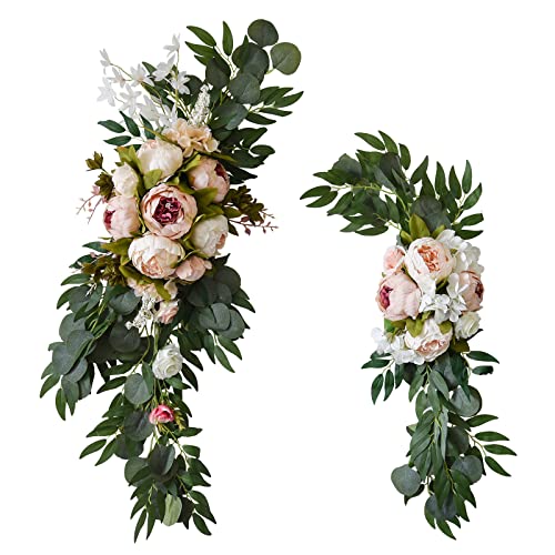 BFYDOAA Pfingstrosen-Girlande, Hochzeitsbogen-Blumen-Set, 2 Stück, künstliche Rosengirlande für Hochzeit, Tischdekoration, Bogenblumen-Dekoration BFYDOAA Pfingstrosen-Girlande, Hochzeitsbogen-Blumen-Set, 2 Stück, künstliche Rosengirlande für Hochzeit, Tischdekoration, Bogenblumen-Dekoration von BFYDOAA