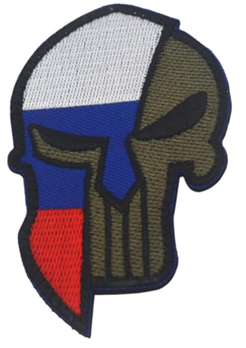 Armreif mit amerikanischer Flagge, Russland, mit Klettverschluss, bestickt, Militär, Totenkopf-Applikation, Abzeichen für Biker, Motorrad, Jacken, Jeans (Russland) von BFYDmttuBF