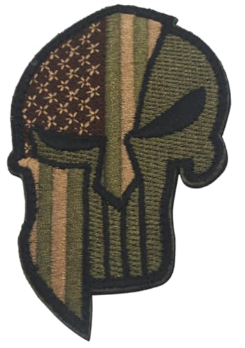 Aufnäher, Motiv: US-amerikanische Flagge, Vereinigte Staaten (braun), Helm-Punisher-Armband, Klettverschluss, bestickt, Militär-Totenkopf-Applikation, Abzeichen für Biker, Motorrad, Jacken, Jeans von BFYDmttuBF