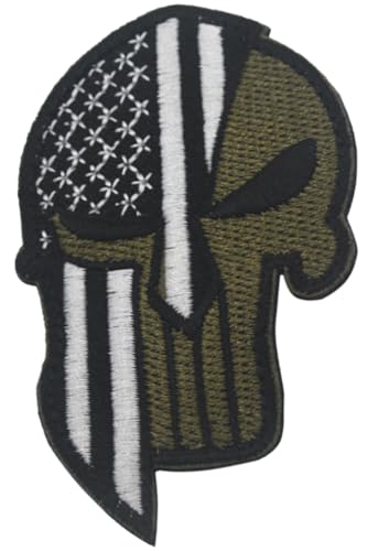 Aufnäher, Motiv: US-amerikanische Flagge, für Helm, Punisher Armband, Klettverschluss, bestickt, Militär-Schädel, Applikation, Abzeichen für Biker, Moto, Jacken, Jeans (schwarz) von BFYDmttuBF