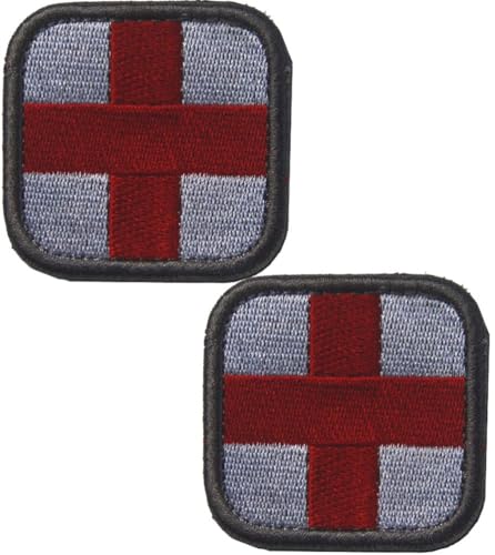 Bestickte Medic Cross Patches Rot 2 Taktische Moral Applikation Verschluss Klettverschluss Emblem Patch 2 Stück (Rot 2) von BFYDmttuBF