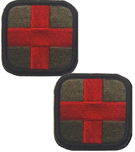 Bestickte Medic Cross Patches Rot 3 Tactical Moral Applique Fastener Hook & Loop Emblem Patch 2 Stück (Rot 3) von BFYDmttuBF