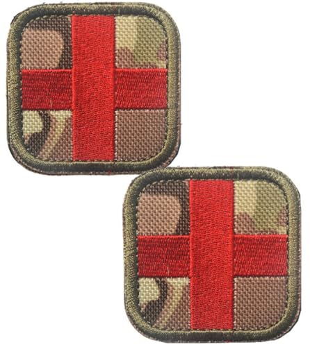 Bestickte Medic Cross Patches Rot 4 Tactical Moral Applique Fastener Hook & Loop Emblem Patch 2 Stück (Rot 4) von BFYDmttuBF