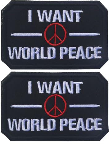 Ersatz für I Pull Out I Want World Peace bestickte Patches Tactical Moral Applique Fastener Hook & Loop Emblem Patch 2 Stück (I Want World Peace) von BFYDmttuBF