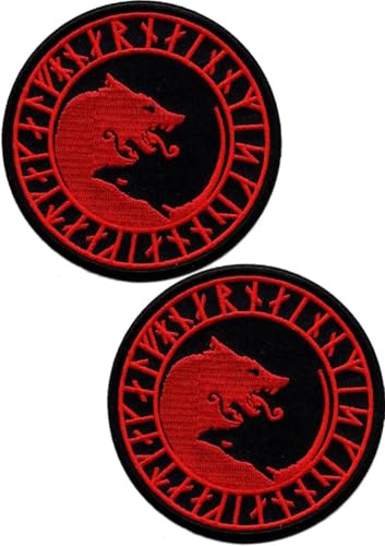 Ersatz für I Pull Out Viking Wolf rot bestickte Patches Tactical Moral Applique Fastener Hook & Loop Emblem Patch 2 Stück (Wikinger Wolf rot) von BFYDmttuBF