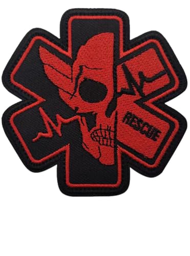 Ersatz für seltene nordische Wikinger Rabe Runen Odin God of War bestickte Patches Tactical Moral Applique Fastener Hook & Loop Emblem 1 Stück (Skelett Medical Rescue) von BFYDmttuBF