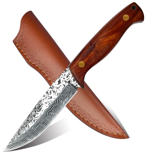 BFYLIN Survival Outdoor Messer Jagdmesser Scharf Bushcraft überlebensmesser Feststehend Klinge Helle Gürtelmesser mit Lederscheide Für Camping Jagd Geschenk Camping Jagd Wandern D2 Stahl von BFYLIN