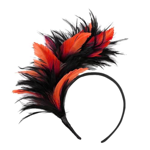 BGFIPAJG Bunt Feder Stirnband Fascinator Stirnbänder Cosplay Haarband Karneval Party Kopfschmuck Regenbogen Feder Haarreif Feder Kopfbedeckung Kostüm federschmuck von BGFIPAJG