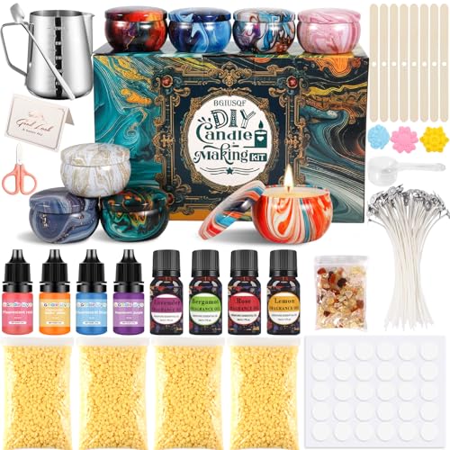 BGIUSQF Kerzen Selber Machen Set, DIY Kerzenherstellung Kit, Duftkerze Geschenke Kerzenherstellung Kit, Enthält 480 g Bienenwachs, 8 Kerzengläser, Essenz, Farbenessenz, Candle Making Kit von BGIUSQF