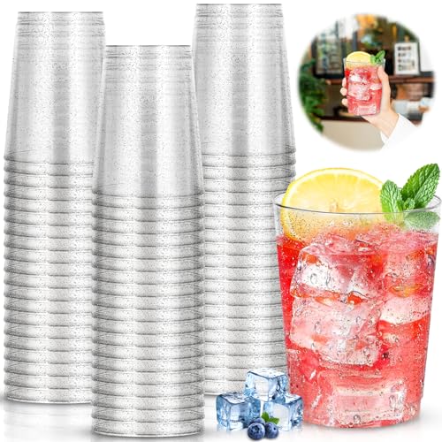 BGIUSQF Pack of 60 Plastikbecher, 300 ML Hartplastik Becher, Reusable Partybeche, Cocktailgläser Plastik for Beer and Drinks, Parties, Birthdays, Weddings, Christmas, Silbrig von BGIUSQF