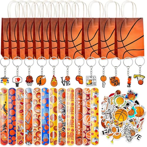 86 Stück Basketball Party Mitgebsel Set, Basketball Geschenktüten, Schlüsselanhänger Schnapparmband Aufkleber, Sport Partyzubehör, Basketball Party Favors für Mädchen Jungen Party Supplies Give Aways von BGNXHYB